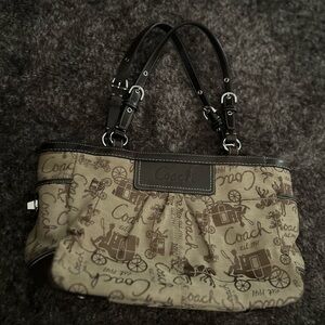 Coach Brown and Tan Signature Canvas Shoulder Bag